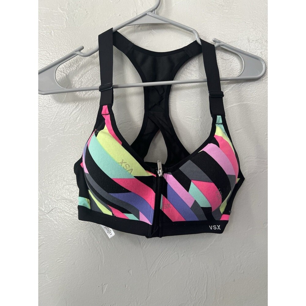 VICTORIAS SECRET SPORT KNOCKOUT UNDERWIRE SPORTS BRA 34B FRONT ZIP